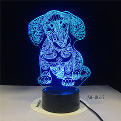 3D LED NightLight Bulldog Poodle Jack Russell Terrier Rottweiler Afghan Hound Basset Hound Dobermann Labrador Retriever AW-2617