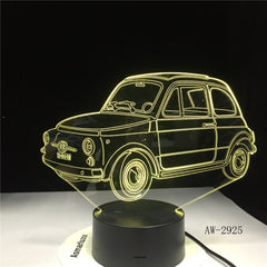 Cool Car 3D Night Light 7 Colors LED Table lamp Touch Switch USB Desk Lamp Kids Sleeping Light Toy Birthday Gift AW-2925