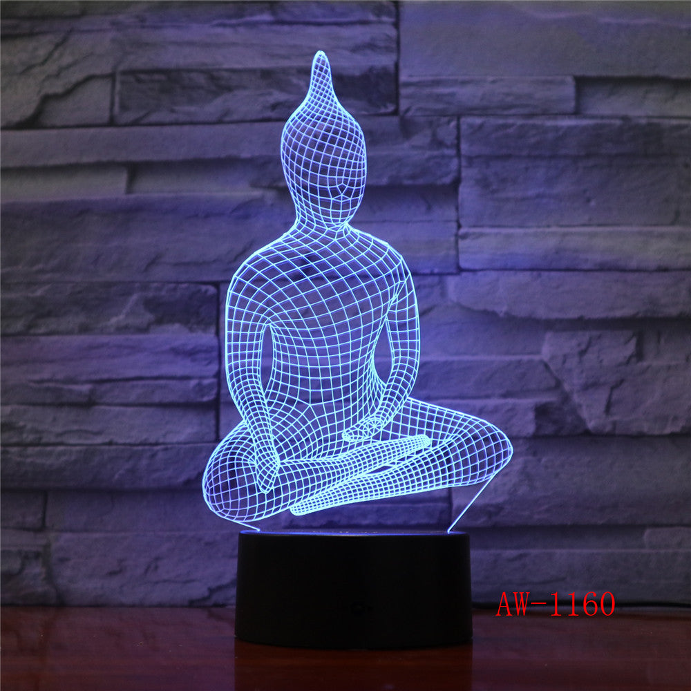 3d lampe buddha Table Lamp LED Night Light Color Changeable Decor Lighting Indoor Atmosphere Acrylic Craft Kids gift AW-1160