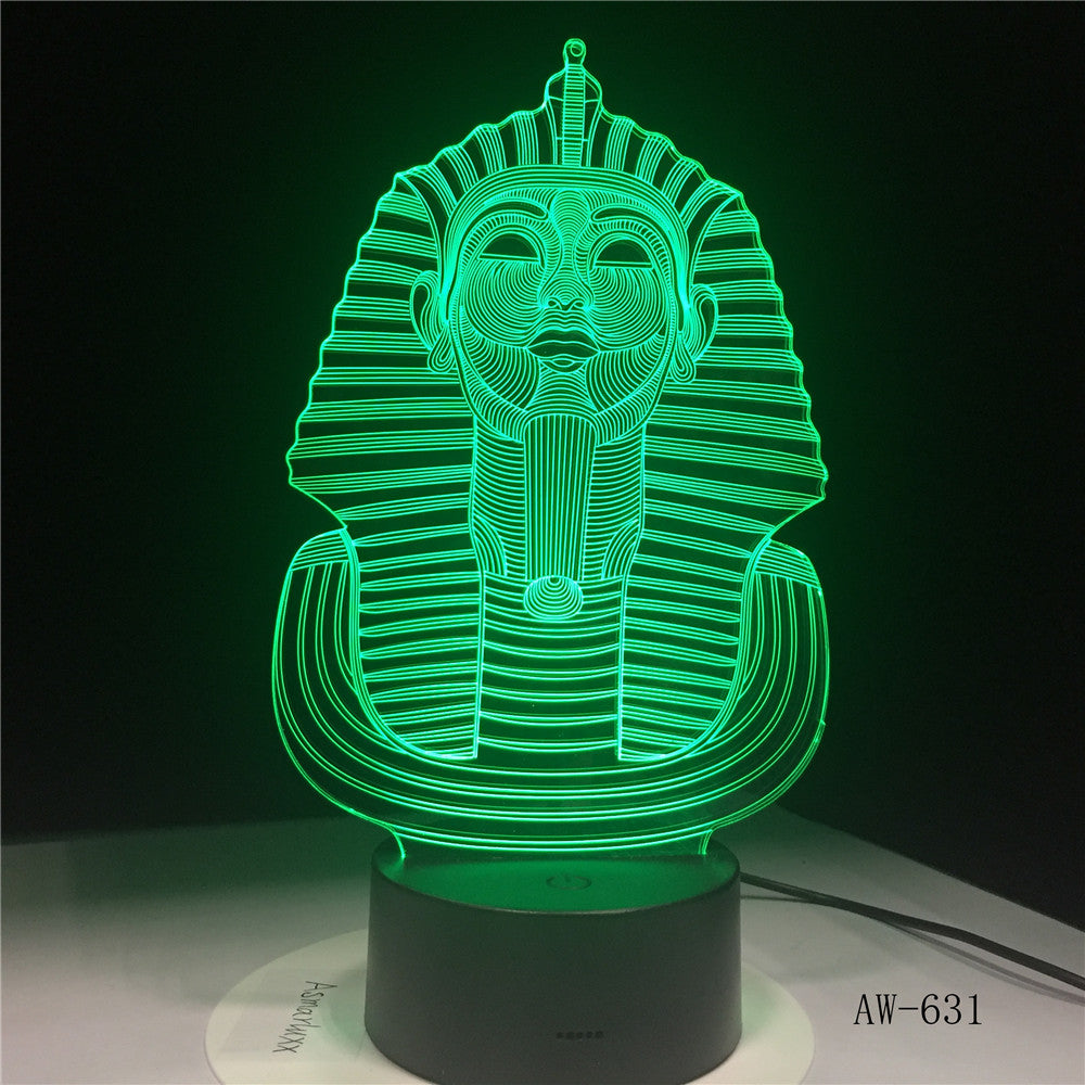 Egypt Sphinx Pharaoh Bulb 3D RGB LED Night Light Multicolor Creative 7 Color Change USB Desk Lamp Kids Gift Home Decor AW-631