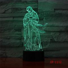 3D Acrylic LED Night Lights Illusion Jesus Christ Optical Lamps Lighting Inshallah Christian God USB Touch Luminous AW-1157