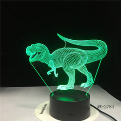 New 3D Illusion Led Lamp Dinosaur 7 Color Led Bulb Decoration Animal Night Light Nightlight Table Lamp Boys Gifts AW-2784