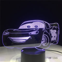 Lightning McQueen Route 66 Your Racing Car 3D 7 Color Lamp Visual Led Night Lights For Kids Touch Usb Table Lampara AW-1345