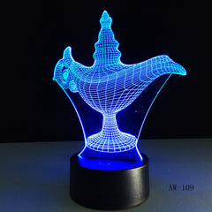USB Novelty Gifts 7 Colors Changing Led Night Lights Aladdin magic lamp 3D LED Desk Table Lamp Decor for Home Office AW-109