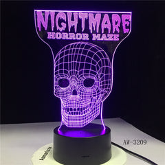 Religious Nightmare Skeleton Skull 3D Hologram Cross Illusion Vision Table Lamp 7 Color Touch Remote Nightlight Gifts AW-3209