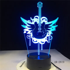 Rock Music Guitar Fly Bass 3D LED LAMP NIGHT LIGHT for Musicians Home Table Decoration Birthday Christmas Present Gift AW-2819