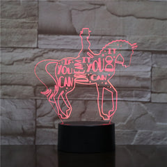 Small Night Light Creative Children Bedroom 3D Light horse riding Luminaria Usb Led Lovely 7 color change 3D Lamp 1923