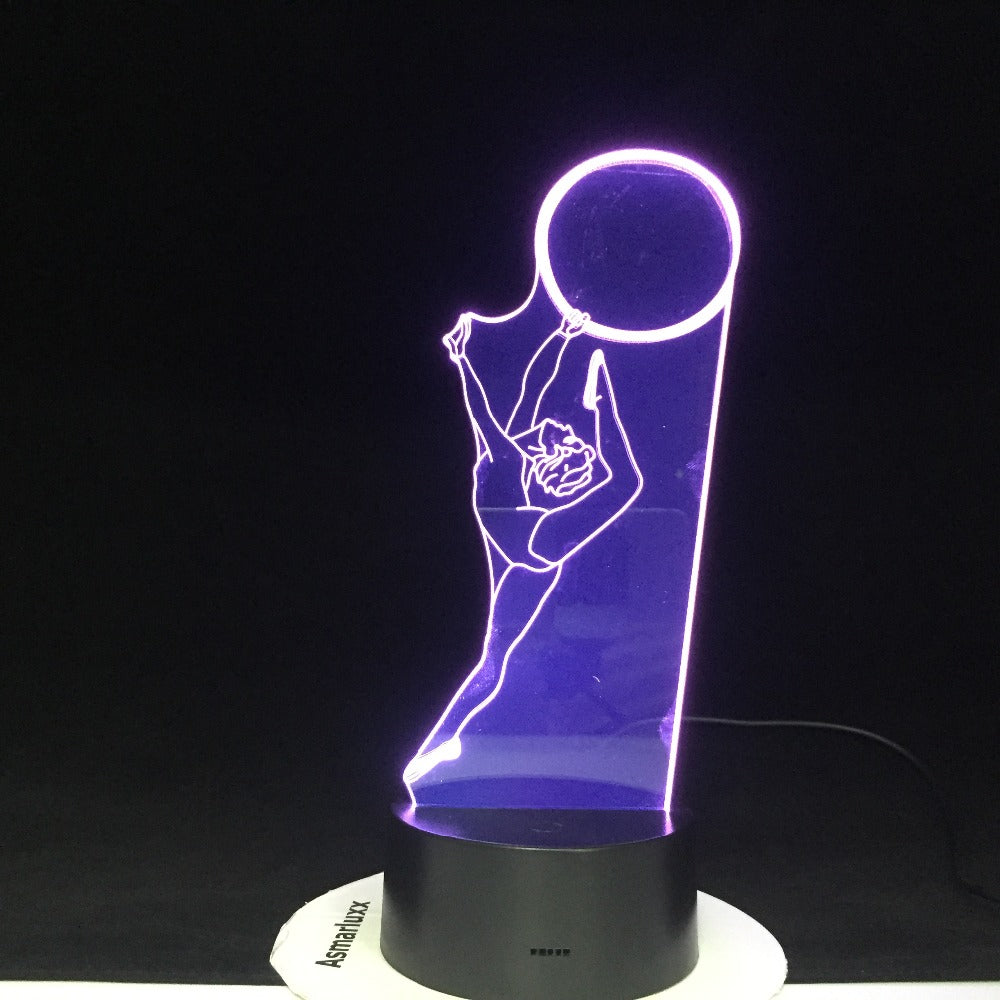 Dancing Girl 3D Dance Ball Moden Led Nightlight 7 Colors Changing Desk Lamp Usb Creative Lighting Fixture Home Decor Gifts 1709