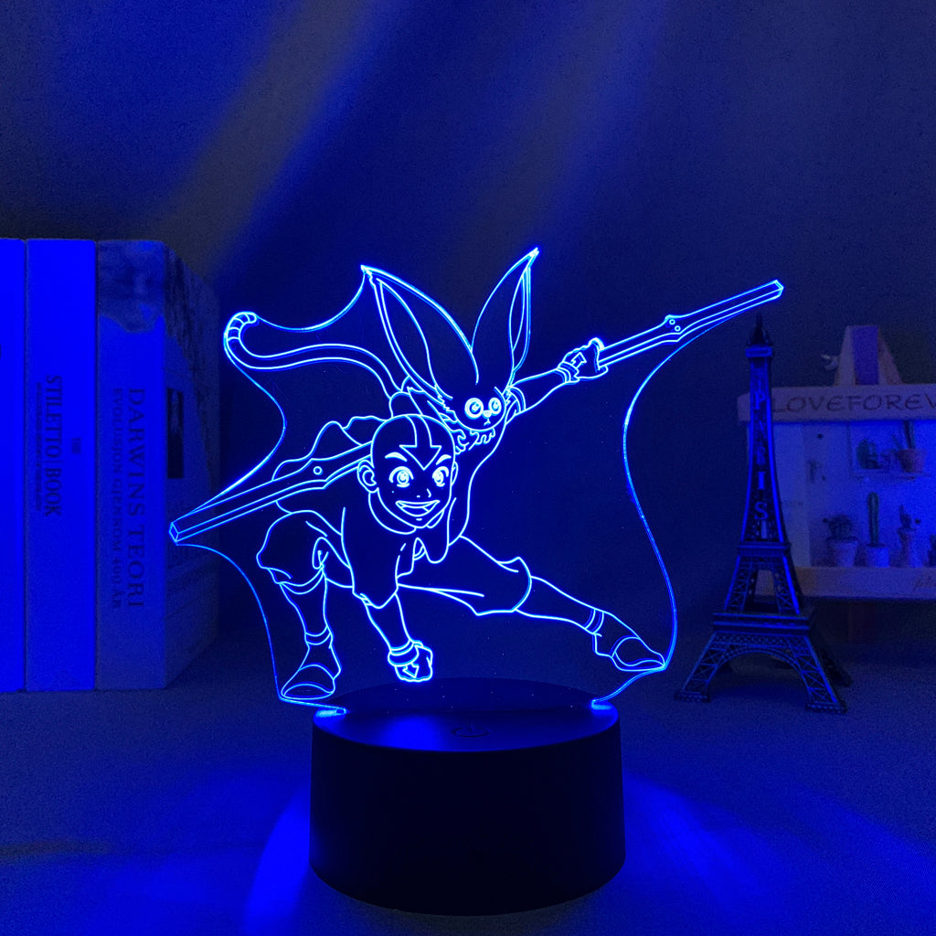 Avatar The Last Airbender Aang Home Bedroom Desk Decoration Small Night Light for Kids 3D LED Lamp Anime Figure Multiple Color Changes With Remote Control