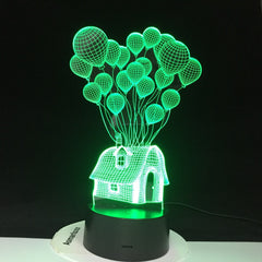 Balloon House 3D Led Night Light Shape Atmosphere Visually Festival Decor Lamp lamparas Acrylic Multicolor For Home Decor