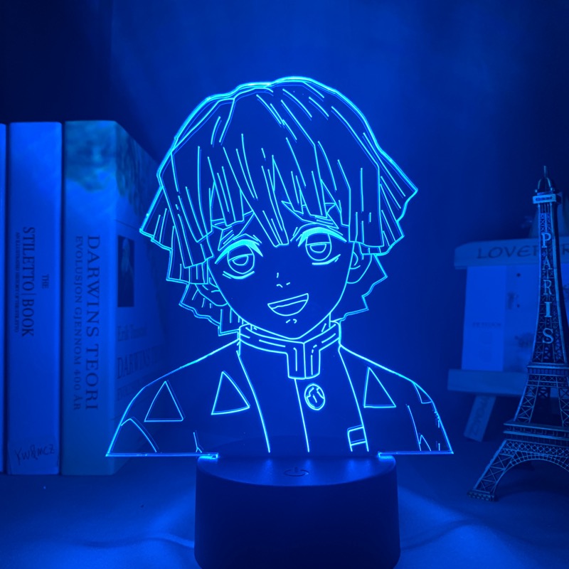 Kimetsu No Yaiba Zenitsu Agatsuma LED Small Night Light Multiple Color Changes With Remote Control Home Bedroom Desk Decoration 3D Lamp