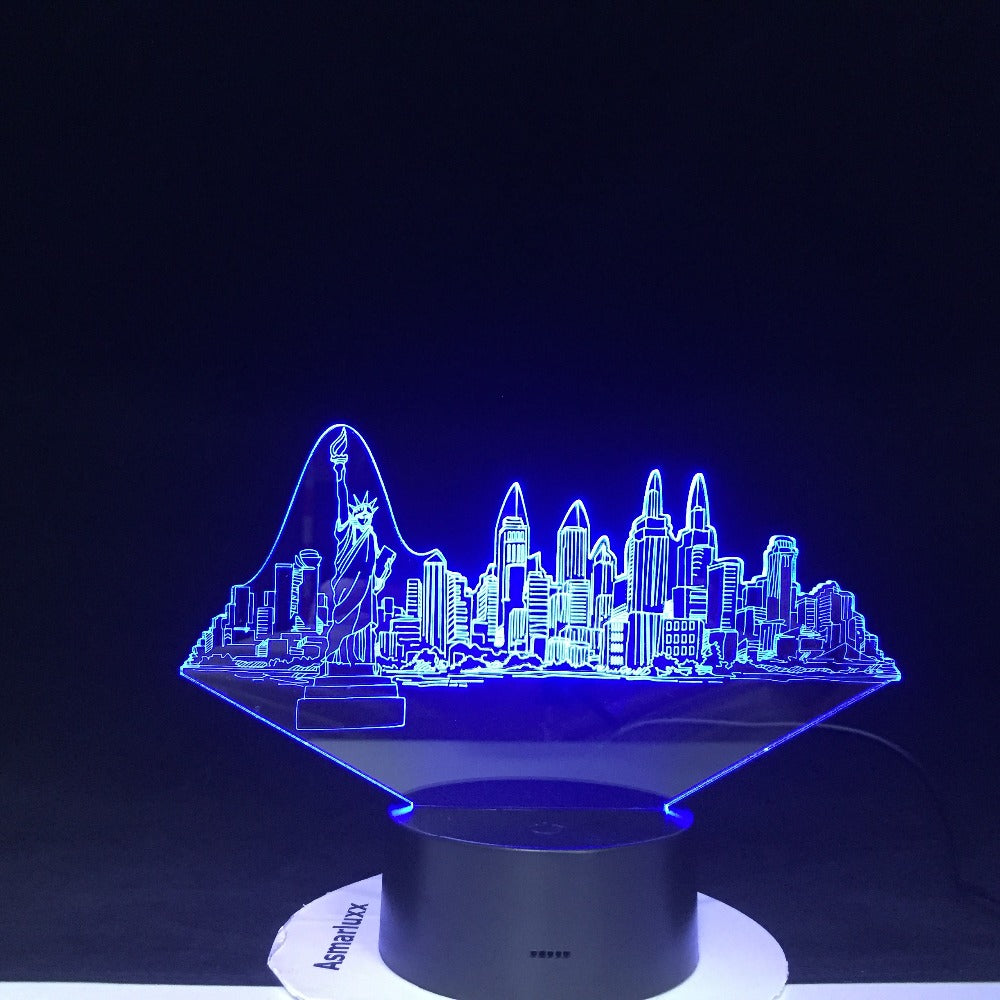 New York City Buildings Modelling 3D Led Usb 7 Colors Changing Novelty Touch Button Desk Table Lamp Atmosphere Night Light Gifts