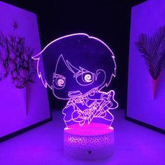 Eren Yeager Anime Figure Nightlight Kids LED Night Light for Cool Birthday Gift Bedroom Decor Light for Child Room Table 3D Lamp