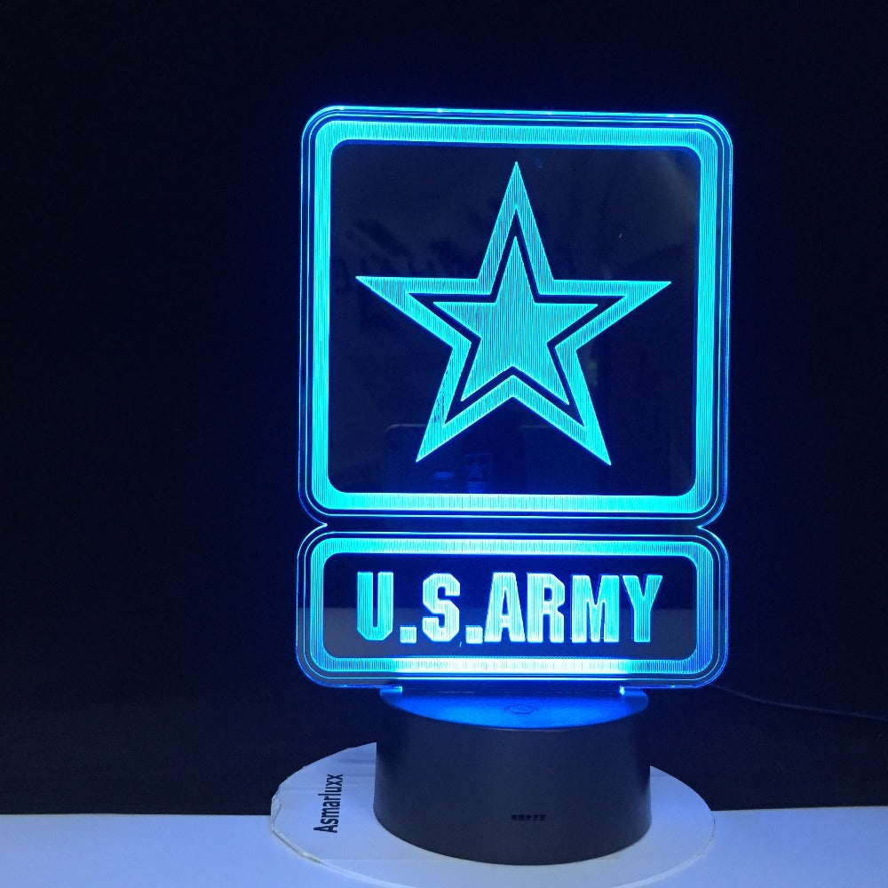 The U.S. Army Novel 3D LED Lamp Battery Operated Colorful with Remote Visual Light Effect Led Night Light Lamp Decorative 3243