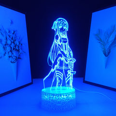 Sword Art Online Anime Figure Asuna 3D LED Night Light Home Bedroom Table Decoration for Children's Festival Birthday Gifts Acrylic Lamp 7 Color Changes