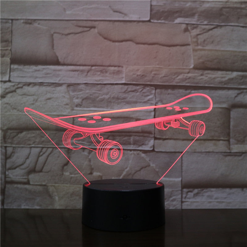 Skateboarding 3D LED Night Lamp Romantic Bedroom Table Lamp Valentines Gifts for Lovers Couples Kids Sleeping Light 3D-2195