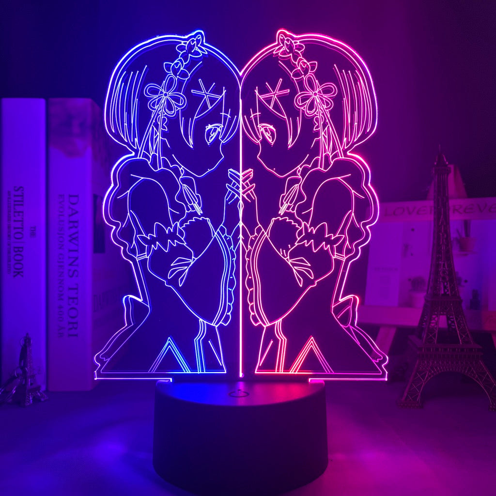Anime 3d Lamp Rem and Ram From Re Zero Starting Life In Another World Nightlight for Bedroom Decor Birthday Gift Led Night Light