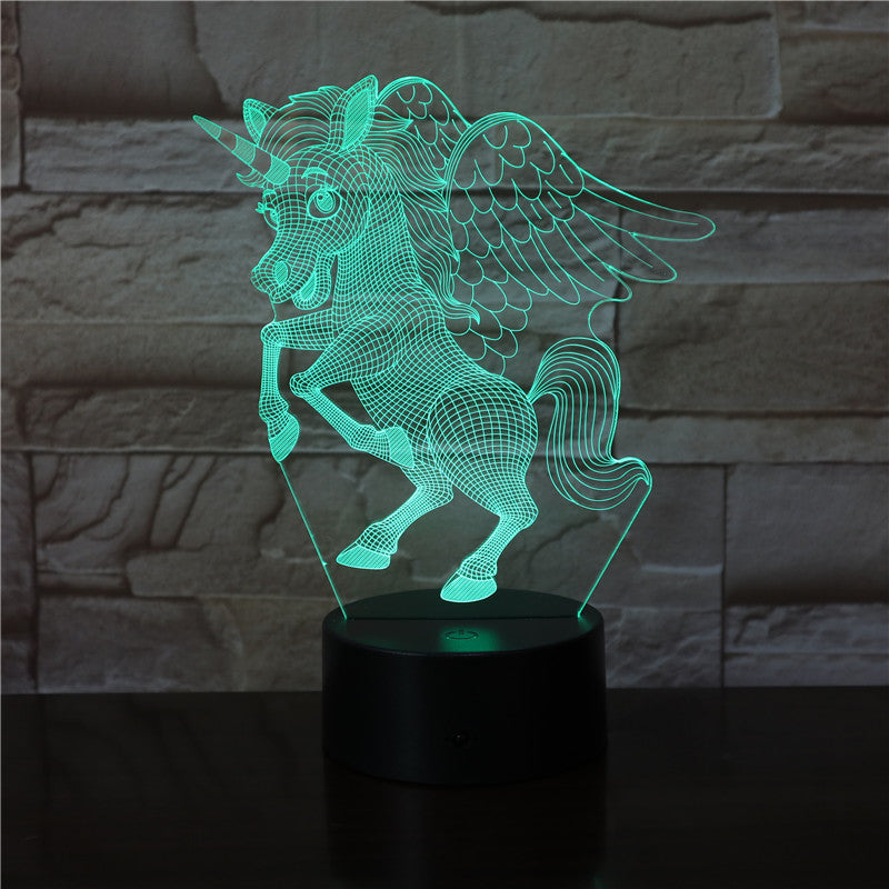 Animal lovely Unicorn Style 3D LED Night Light Multicolor RGBw Bulb Christmas Decorative Gift Cartoon Luminaria Lamp 3441