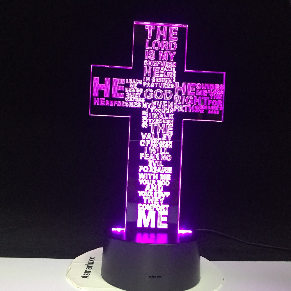 Jesus Christ Cross USB 3D LED Night Light Gifts Desk Table Lamp Bedroom The Lord Is My Shepherd Bible Book Lamp Dropshipping