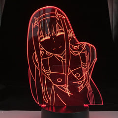 Zero Two Figure Table 3D Lamp Light Anime Waifu Gift Darling In The Franxx Zero Two Lamp for Bed ROOM Decor LED Night Light
