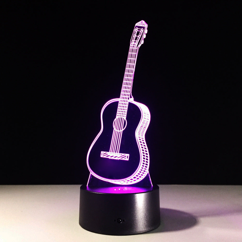Electric Guitar 3D LED Lamp 7 Colorful USB Table Lamp Baby Sleeping Night Light Music Touch Remote Control Kids Gifts Drop Ship