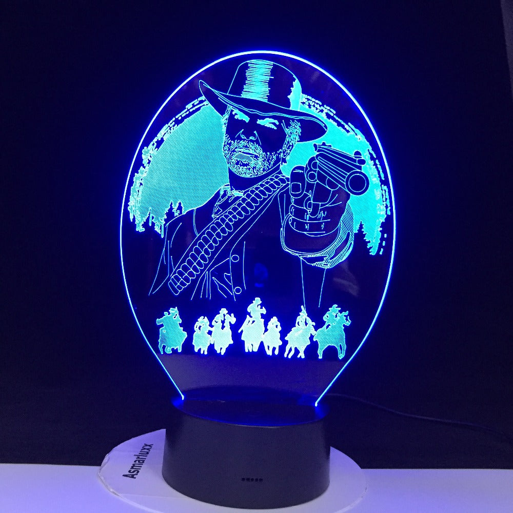 Red Dead Redemption 2 Bedroom Decor Game USB Night Light lamparas For Christmas Gift Home Decor Accessories 3D Led Lamp Dropship