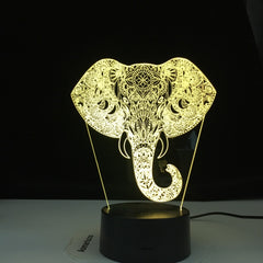 3D Touch Elephant Night Light Colorful Changing LED Table Lamp Gift Living Room Bar Decor Lights