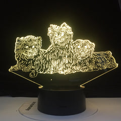 Dog Lamp 3D Acrylic Plate Support USB Charging7 Colors Changing Night Light Touch Remote Base Gifts For Children Bedroom Decor