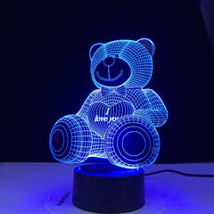 Hot Selling Loving Bear 3d Lamp Colorful Gradual Nightlight Led Touch Gift 3d Vision Table Lamps For Living Room Desk Lamp