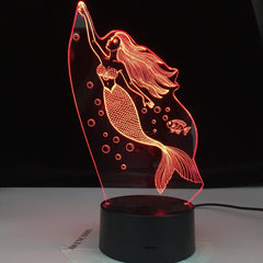 The Mermaid Princes Figure Baby Led Night Light Touch Sensor Colorful Nightlight for Girls Room Decor Table Lamp 3d Gift Decor