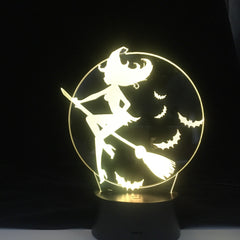 Halloween Bat Witch Acrylic 16 Colors Changing 3D LED Nightlight Bedroom Living Room Lights Decoration Touch Gift Dropshipping