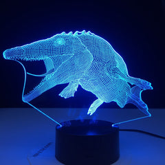 Mosasaurus Dinosaur 3D Night Light illuminator Visual Lamp Optical Illusion Kids Table Lighting 7 Colors Changing Best Gift