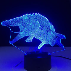 Mosasaurus Dinosaur 3D Night Light illuminator Visual Lamp Optical Illusion Kids Table Lighting 7 Colors Changing Best Gift