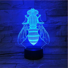 7 Color Changing USB 3D Led Bees Cartoon Animal Desk Lamp Bedroom Night Light Bedside Decor Baby Sleep Lightings 557