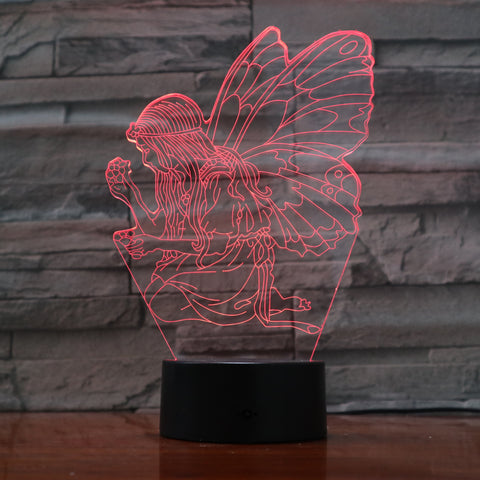 Butterfly girl - 3D Optical Illusion LED Lamp Hologram
