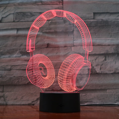 Headphones - 3D Optical Illusion LED Lamp Hologram
