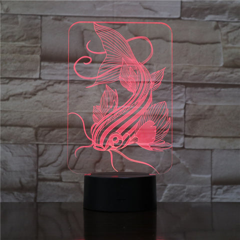 7 Color Changing Fishing 3D Lamp USB Charger Fish 3D Night Light Touch Button Remote Control Table Lamps Friends Kids Gift 1733