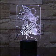 7 Color Changing Fishing 3D Lamp USB Charger Fish 3D Night Light Touch Button Remote Control Table Lamps Friends Kids Gift 1733