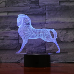 3D LED Lamp Pony Horse Animal 7 Colors Change USB Acrylic Small Night Light christmas Atmosphere Lights For Kids Toys 1100