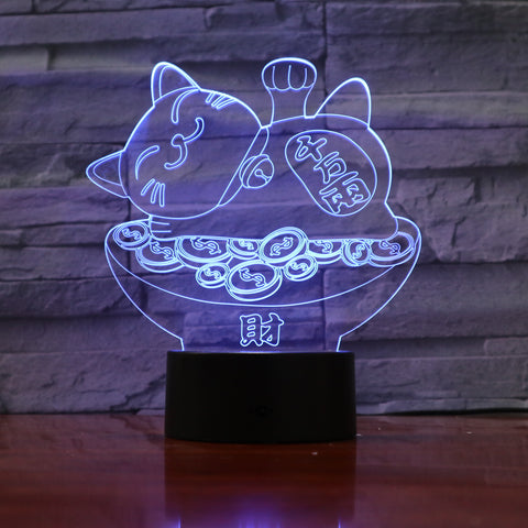 Cat - 3D Optical Illusion LED Lamp Hologram