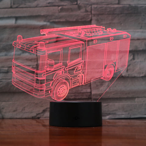 Fire Truck 1 - 3D Optical Illusion LED Lamp Hologram