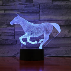 7 Colors Changing Animal LED Night light runing Horse 3D Desk Table Lamp USB Luces Navidad Lampara Baby Kid Birthday Gift 750
