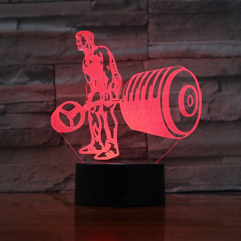 Weightlifter - 3D Optical Illusion LED Lamp Hologram