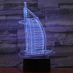 Burj Al Arab Building - 3D Optical Illusion LED Lamp Hologram