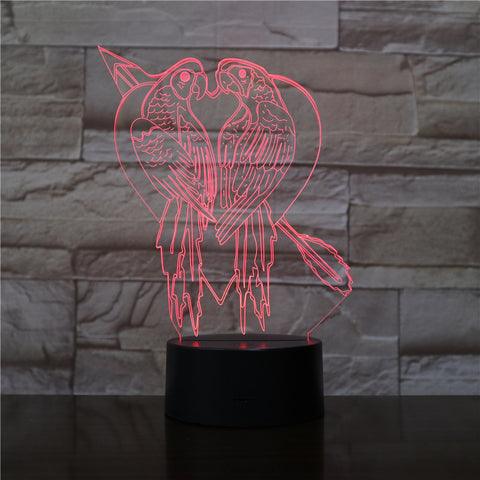 Novelty Parrot Bird Shape Table Lamp 3D Acrylic 7 Colors LED USB Sleep Night Light Romantic Love Bedroom Decor Light Fixture1673