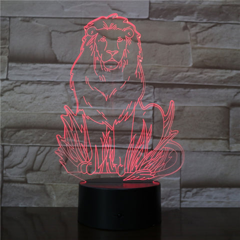 3D Led Lion Simba King Model Night Light Usb 7 Colors Black Base Table Lamp Home Decor Kids Boy Birthday Decorations 2708