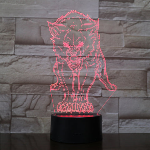 Animal Wolf Decor 3D LED Nightlights Colorful Wolf Design Table Lamp teen wolf Illusion Lights Bedroom Modern Decor 1544