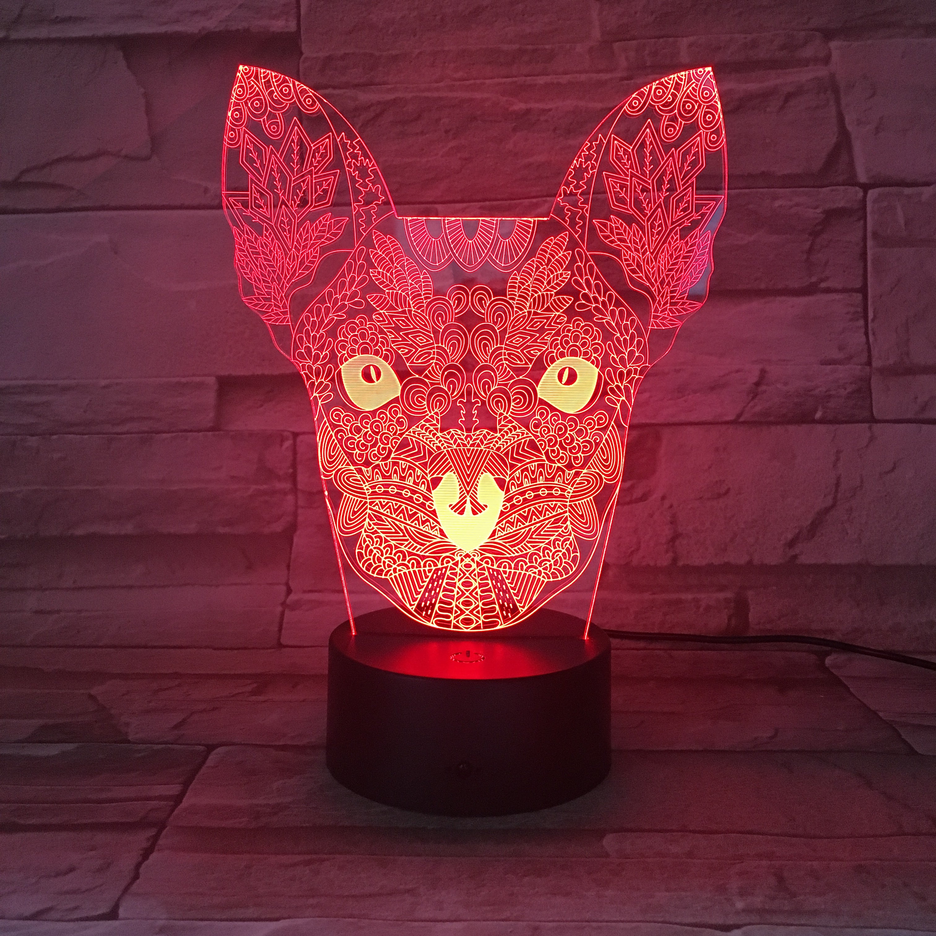 New Style Dog Colorful 3D Visual Touch Desk Table Light LED Acrylic Lamp Creative led night light Home Decor Holida AW-669