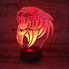 3D Creative Tiger Model Table Lamp Optical Illusion Bulbing Night Light 7Colors Changing Mood Lamp Office Light Drop ship AW-632
