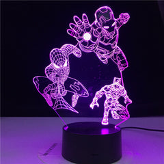 Marvel Heroes 3D Night Lights for Kids 7 Colors LED Illusion Bedroom Table Lamp Spiderman Black Panter Ironman Gifts Dropship
